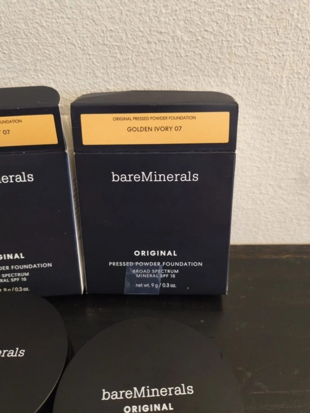 BareMinerals Original Pressed Powder Foundation, spf 15 GOLDEN IVORY 07 x2 01/27